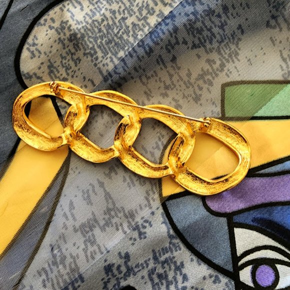 Vintage Chunky Gold Chain Link Pin - Picture 3 of 5